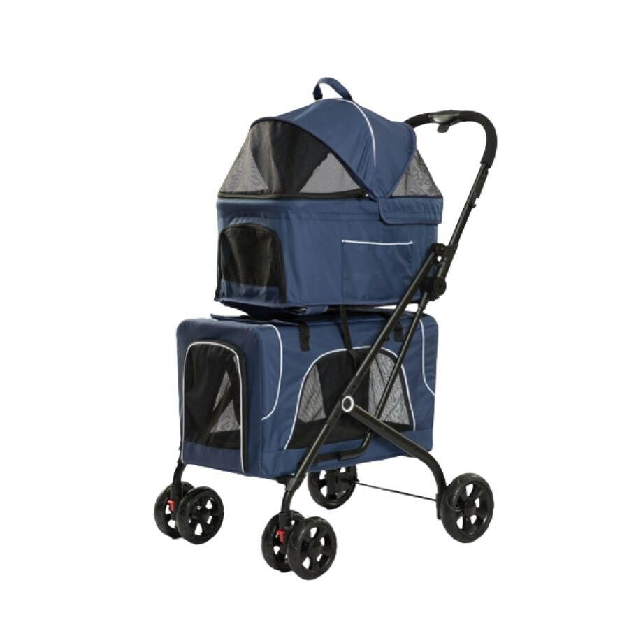 Tommy Çift Katlı Evcil Hayvan Arabası Max 30 KG 66X50X98 CM MAVI | SRC: Barcode: 8681085432126